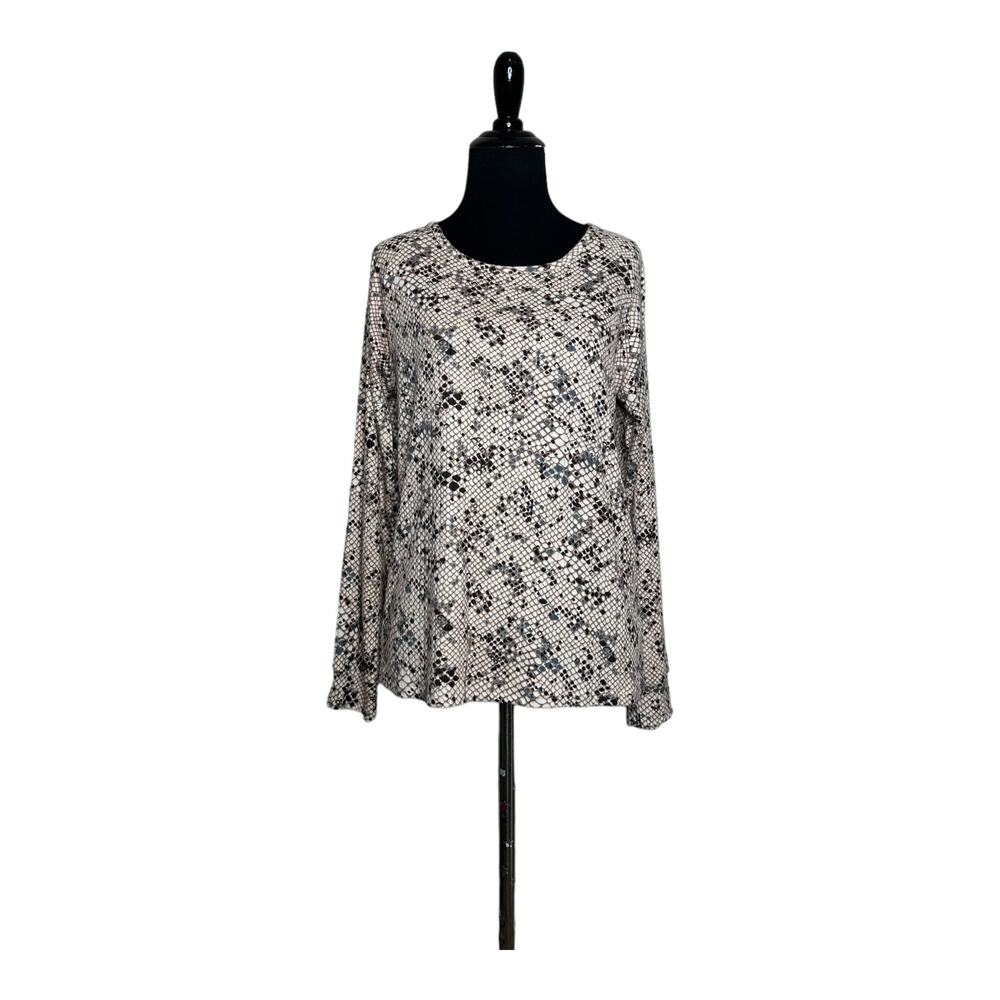 Flora cream brown print long sleeves tee size Small